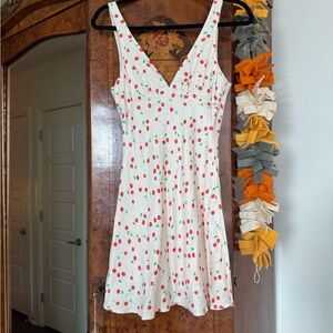 Zara White Dress with Red Cherry Print